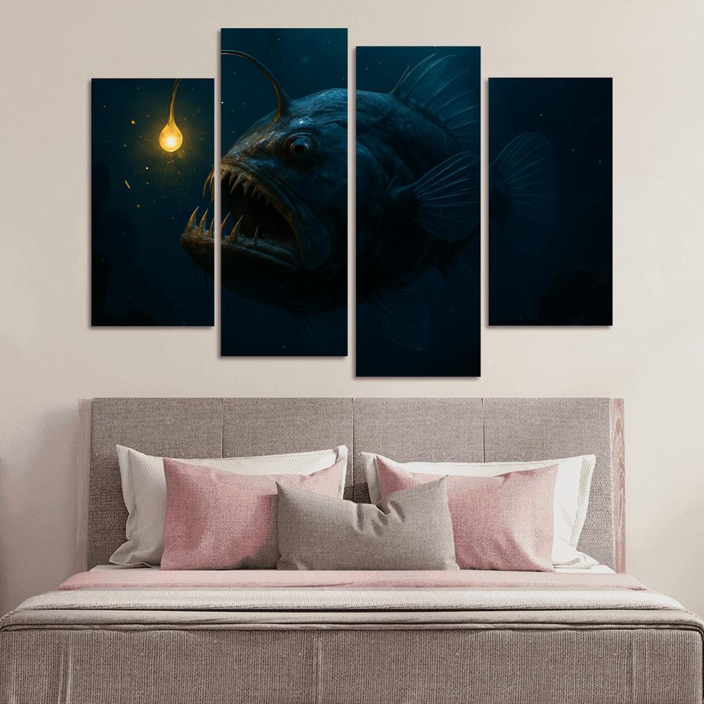 Bioluminescent Deep Sea Anglerfish modern paintings frame