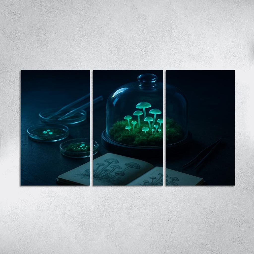 Bioluminescent Microgarden oil paintings frame