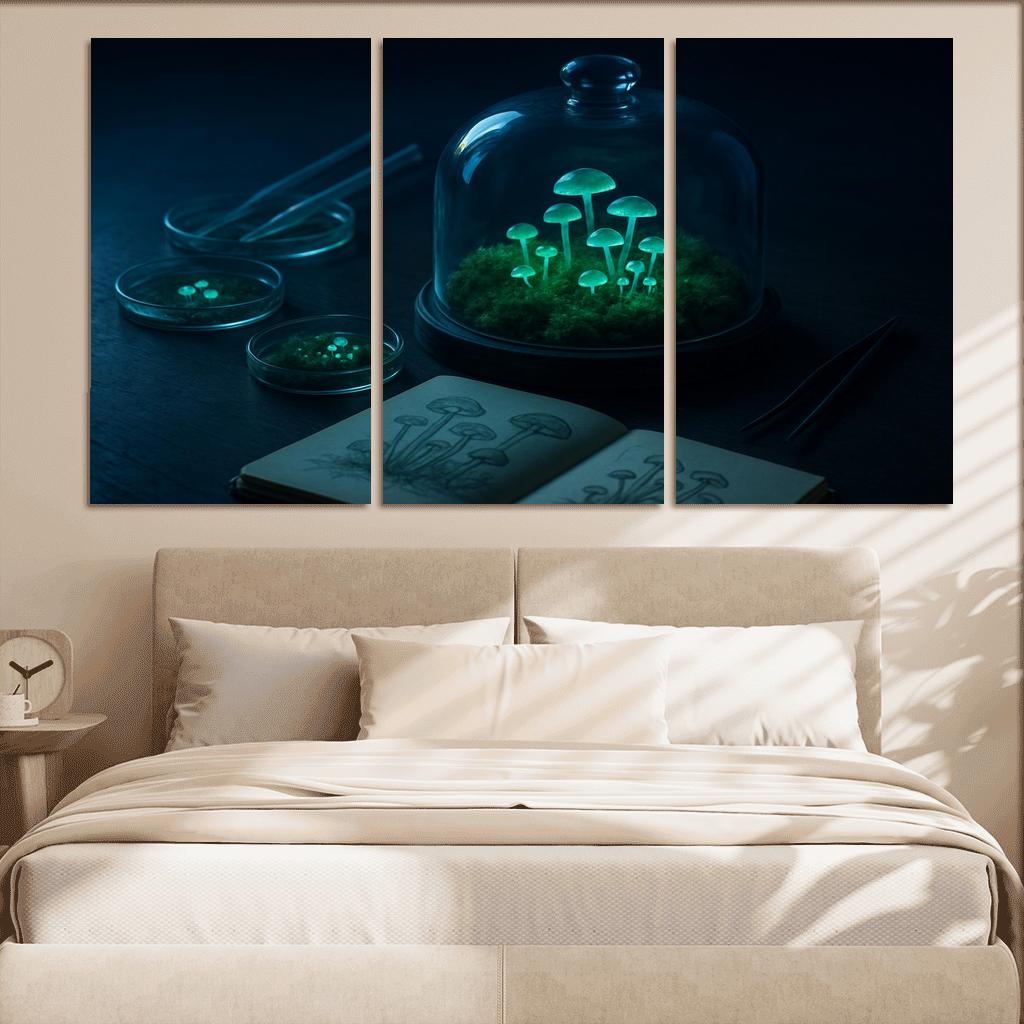 Bioluminescent Microgarden oil paintings frame