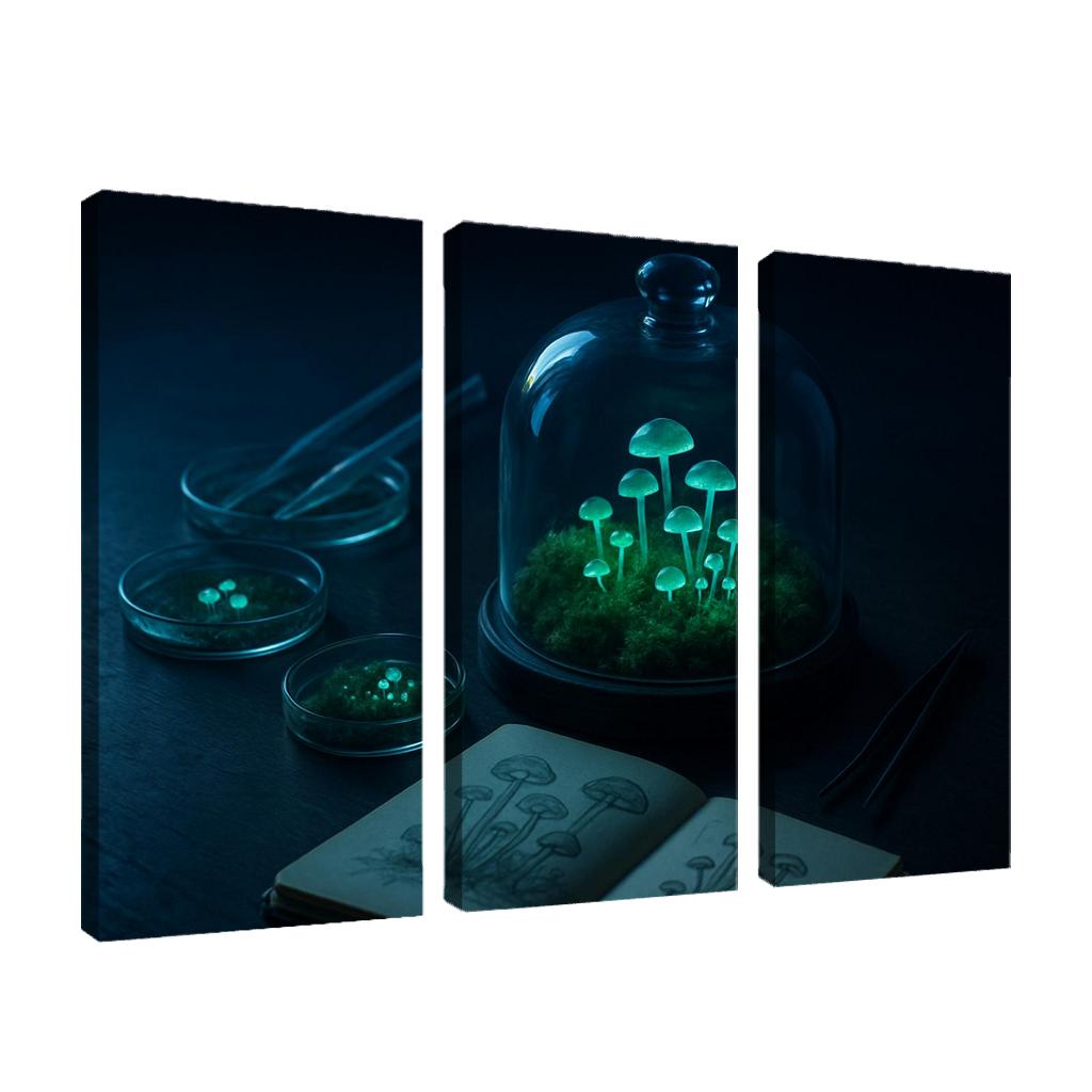 Bioluminescent Microgarden oil paintings frame