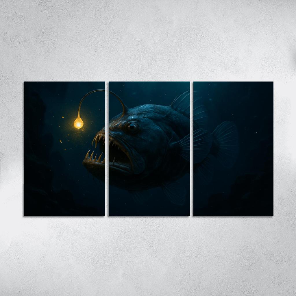 Bioluminescent Deep Sea Anglerfish modern paintings frame