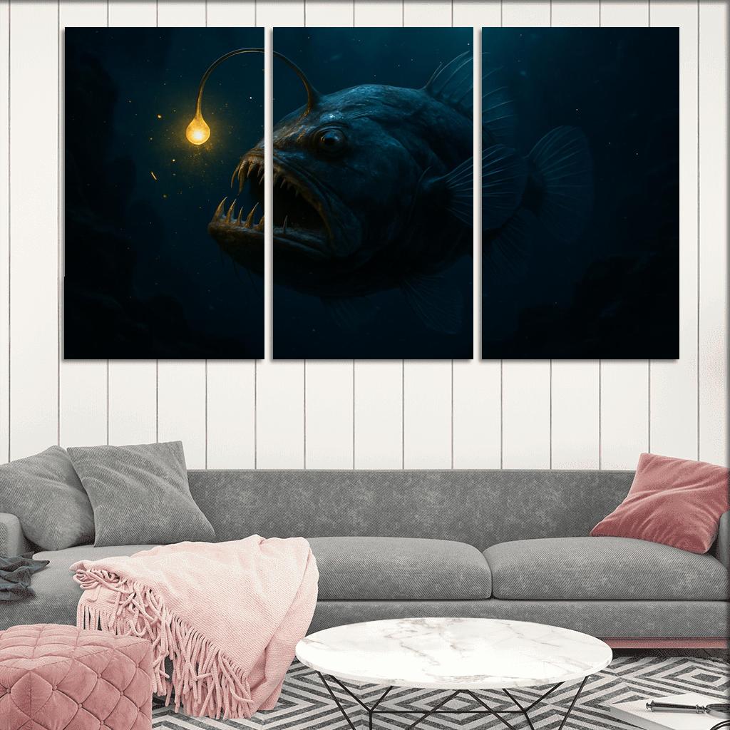 Bioluminescent Deep Sea Anglerfish modern paintings frame