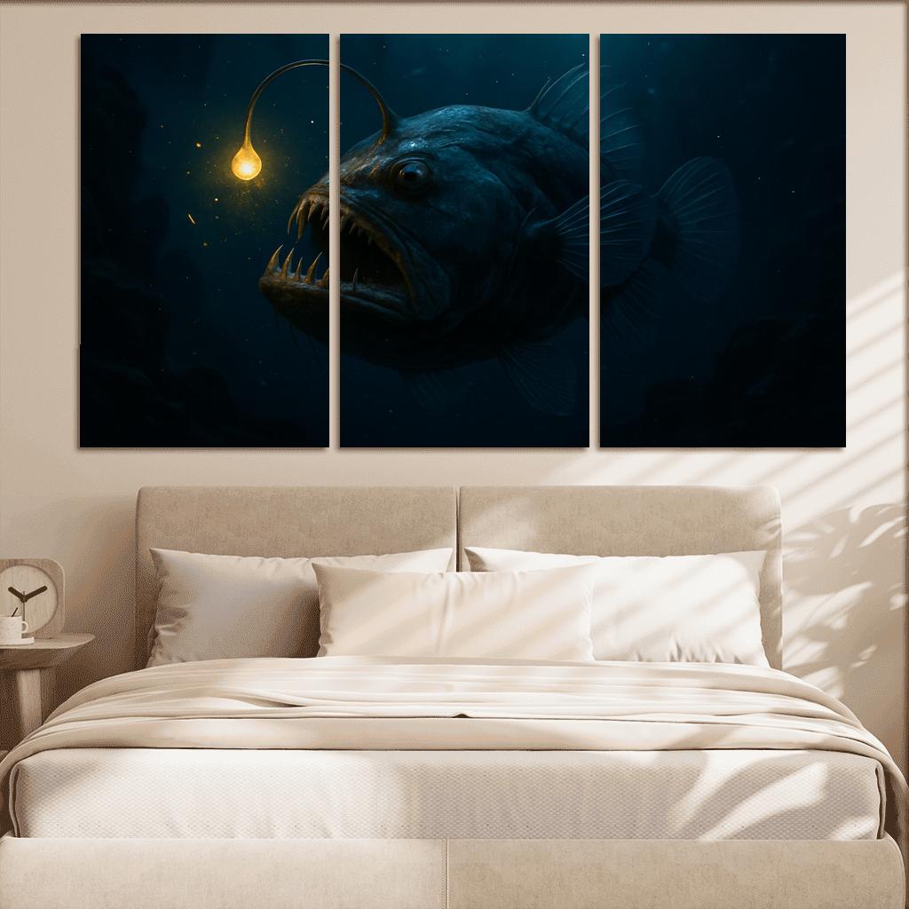 Bioluminescent Deep Sea Anglerfish modern paintings frame