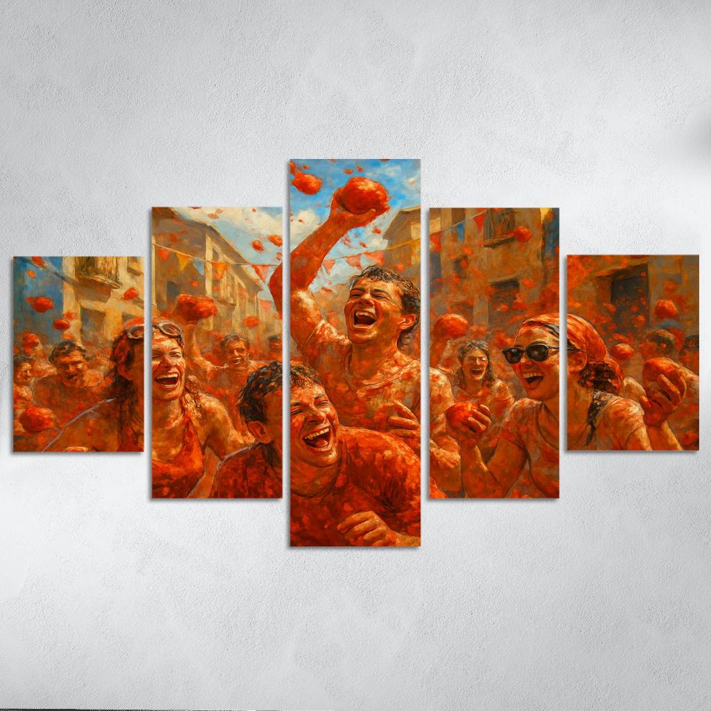 La Tomatina Festival abstract paintings frame