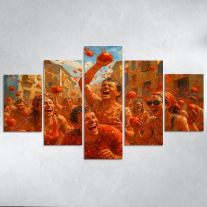 La Tomatina Festival abstract paintings frame