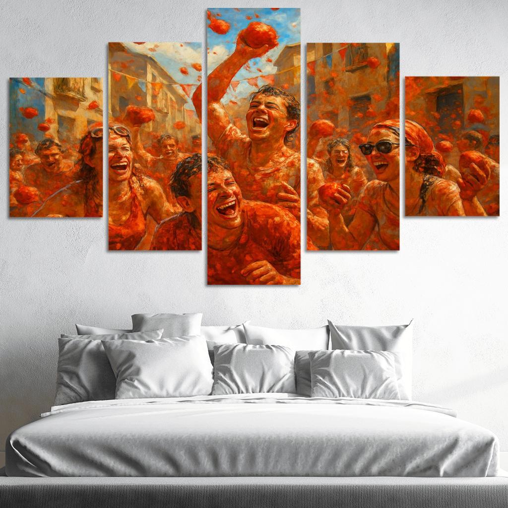 La Tomatina Festival abstract paintings frame