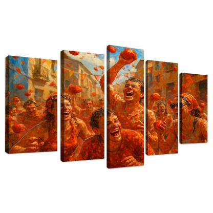 La Tomatina Festival abstract paintings frame
