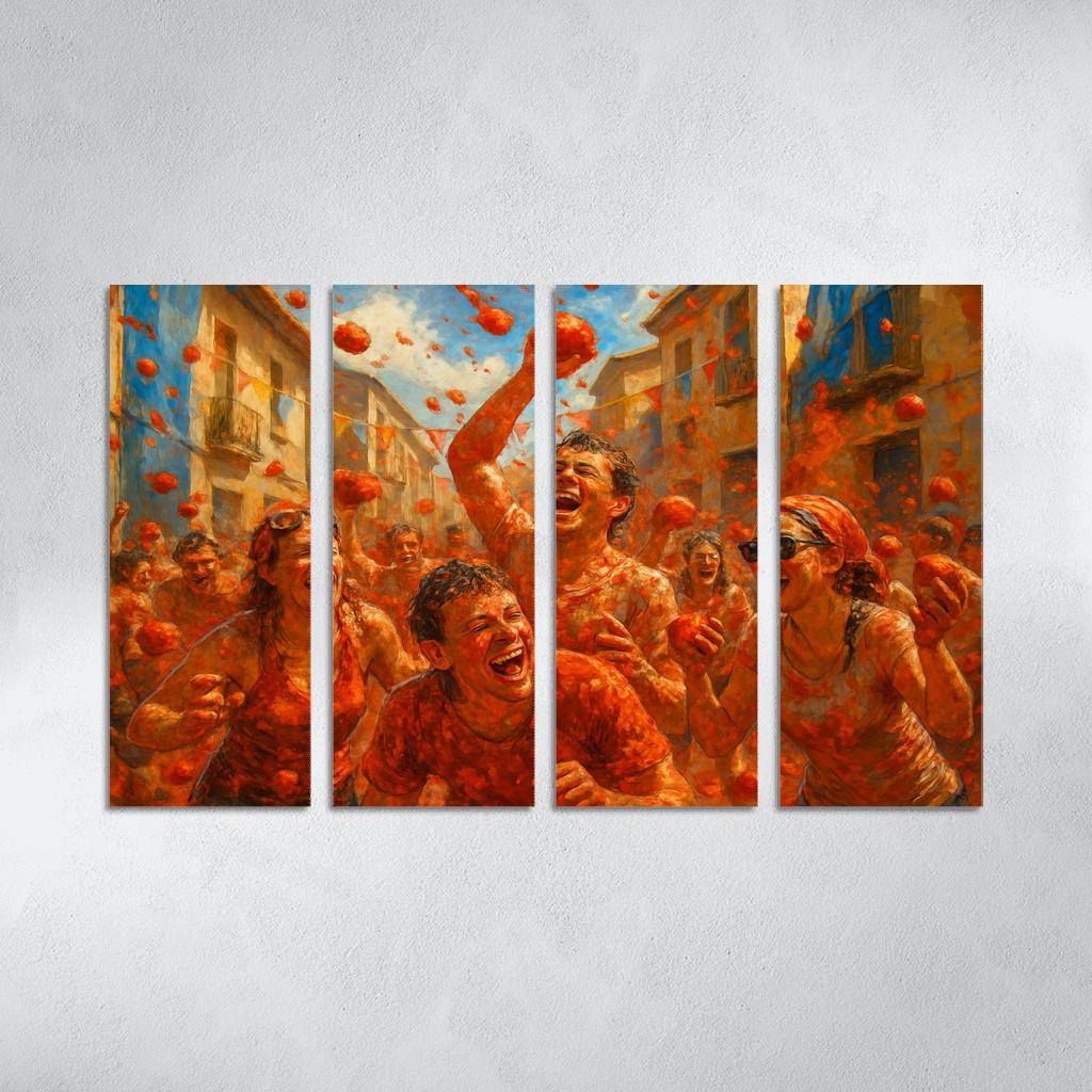 La Tomatina Festival abstract paintings frame