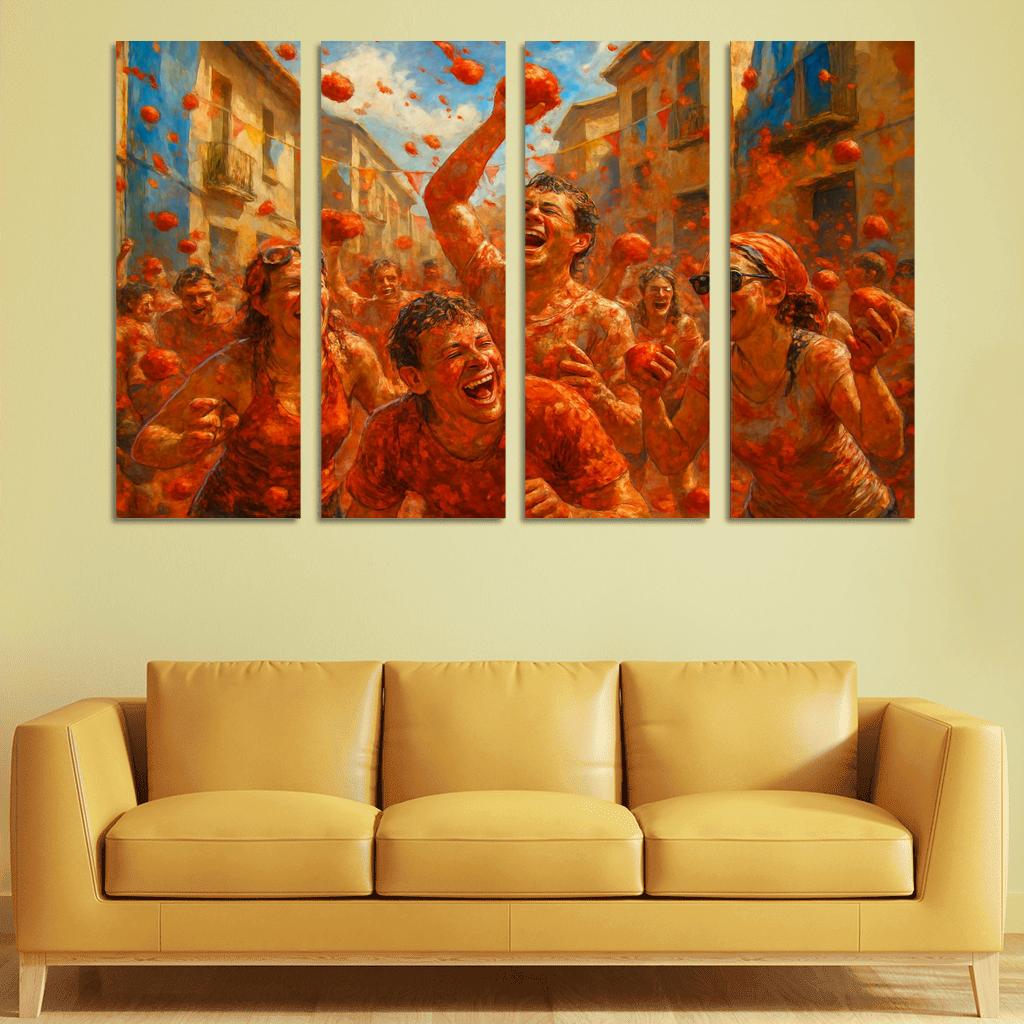 La Tomatina Festival abstract paintings frame