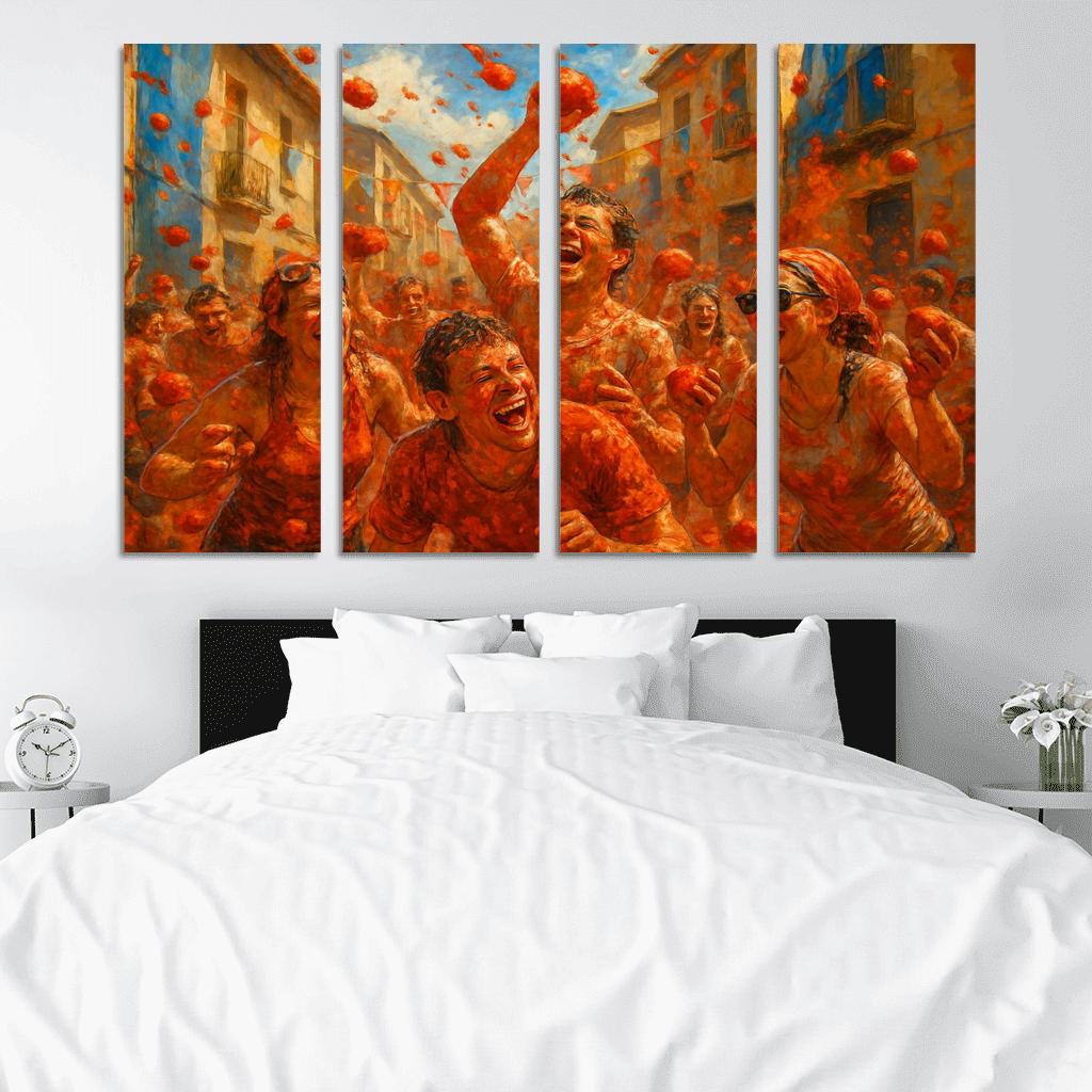 La Tomatina Festival abstract paintings frame