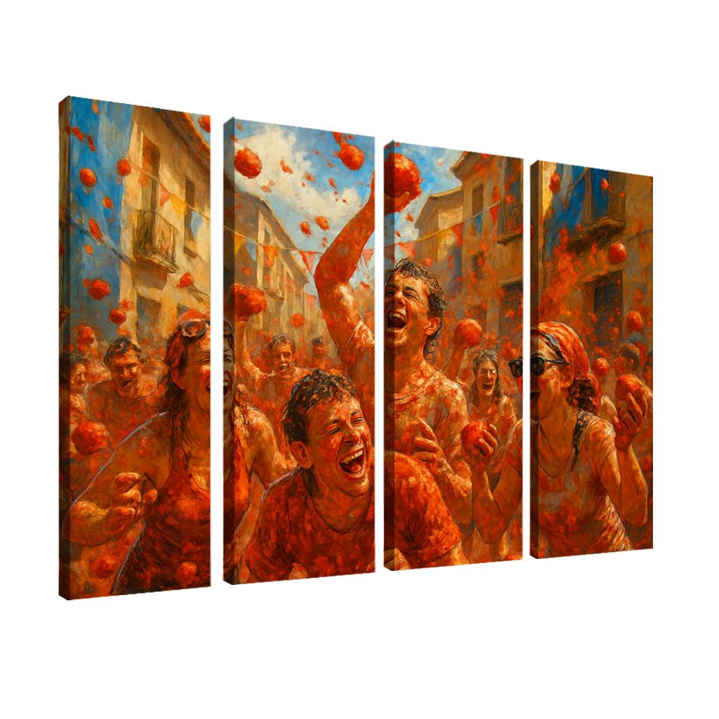 La Tomatina Festival abstract paintings frame