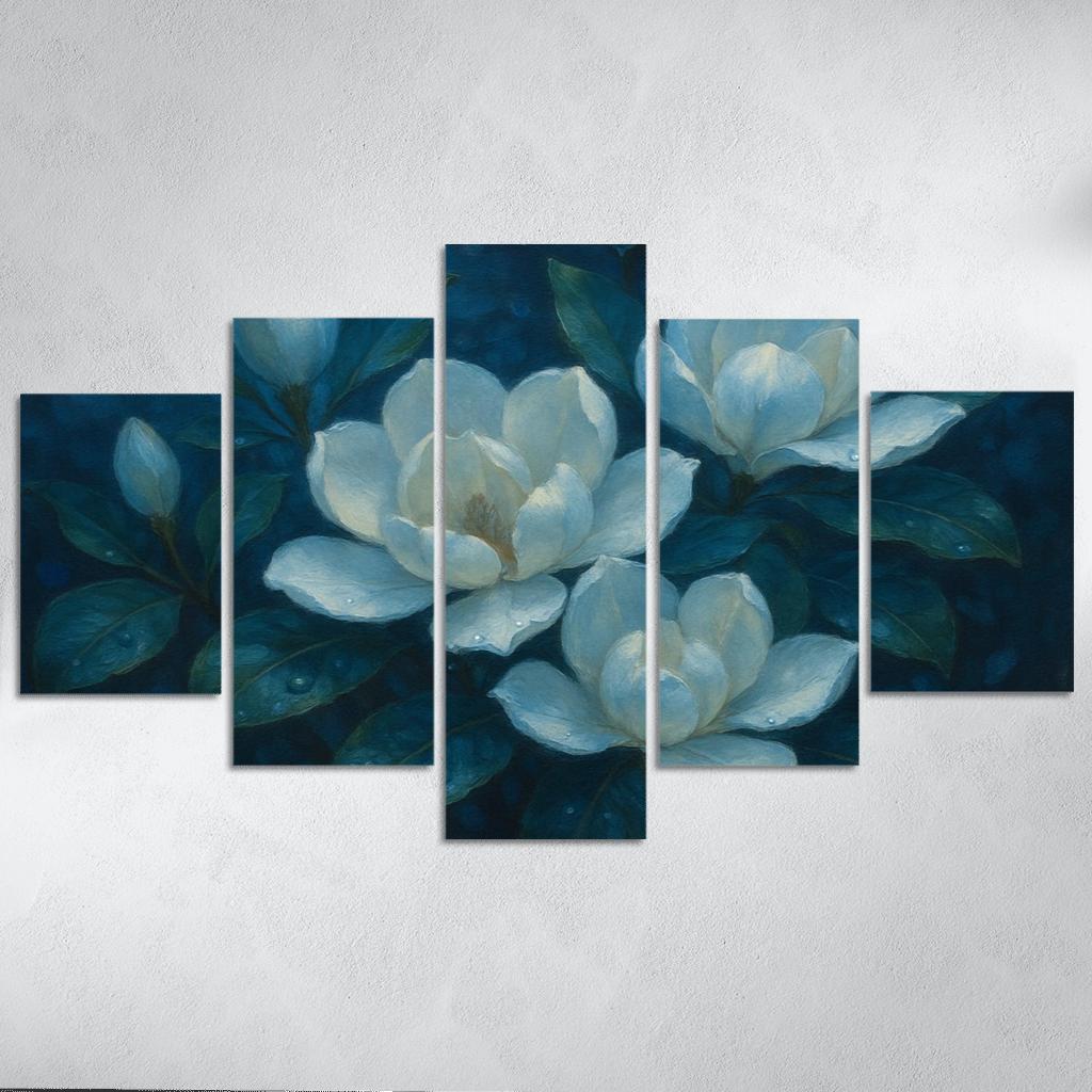 Moonlit Magnolia Mosaic modern paintings frame