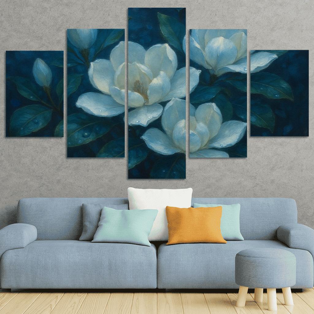 Moonlit Magnolia Mosaic modern paintings frame