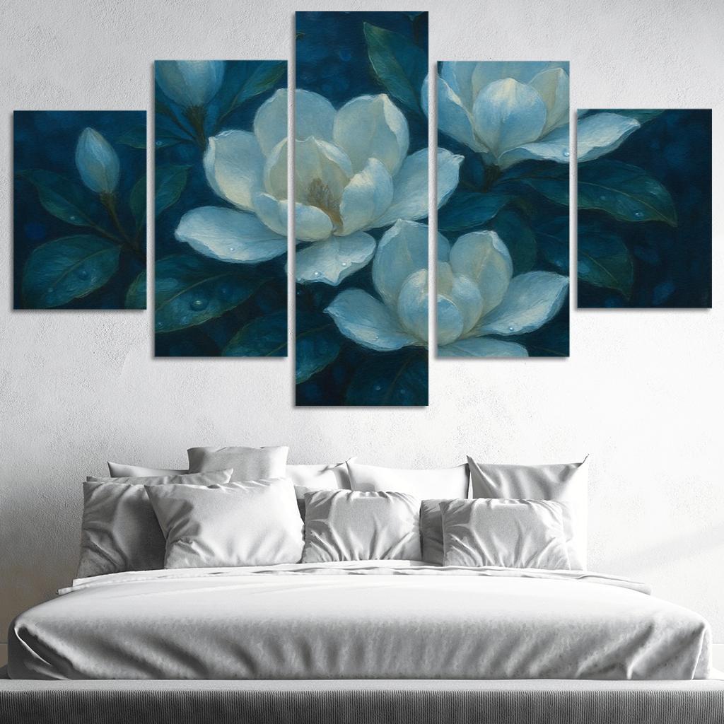 Moonlit Magnolia Mosaic modern paintings frame