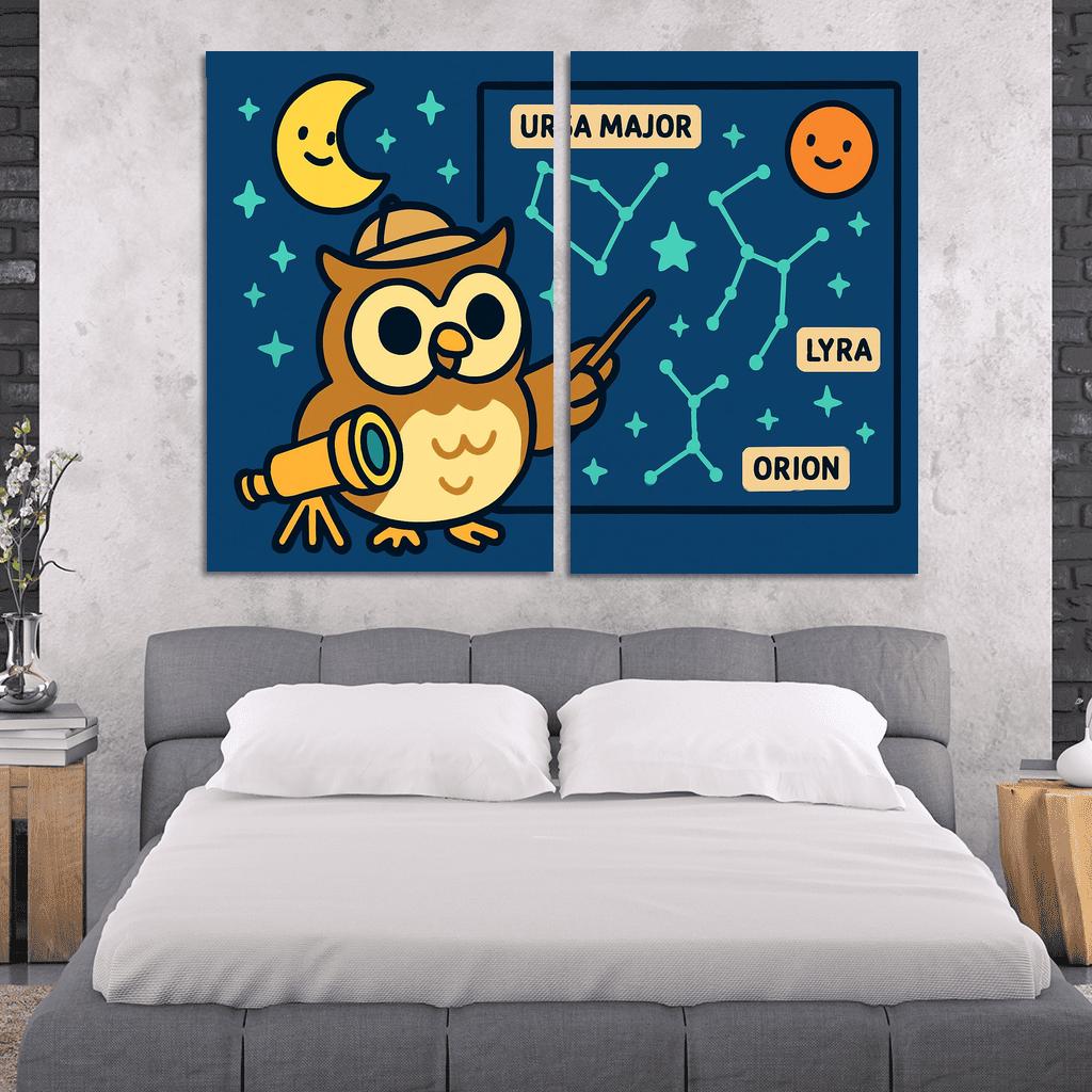 Stargazer Owl Explorer framed paintings