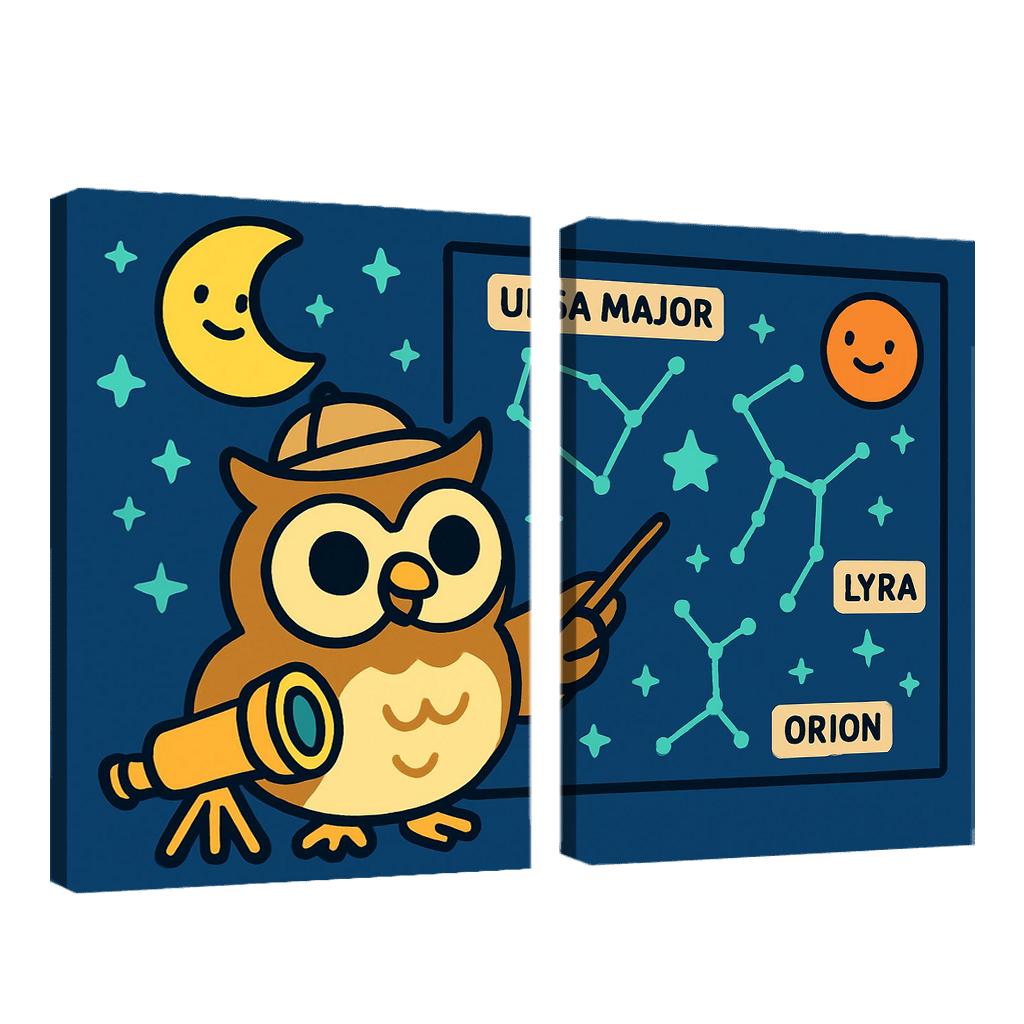 Stargazer Owl Explorer framed paintings