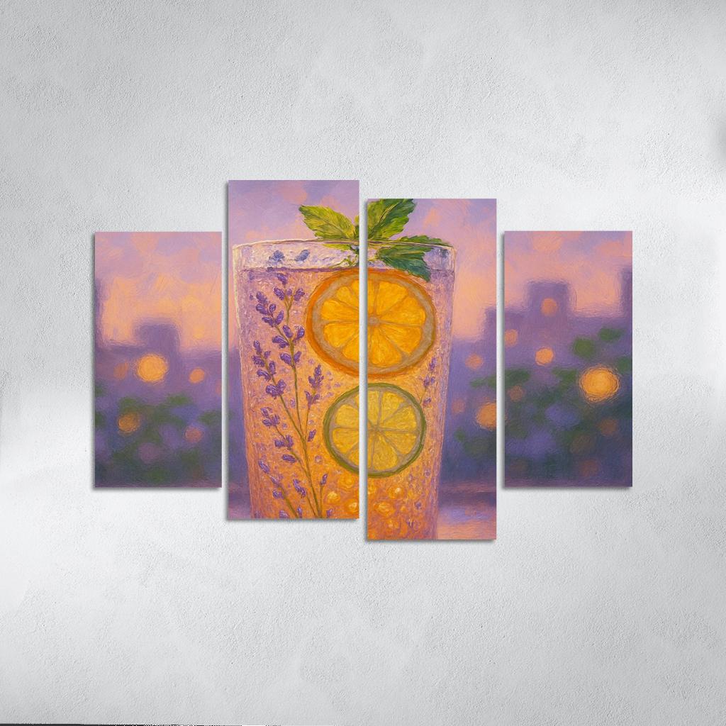 Lavender Honey Iced Oolong With Citrus Pearls multi-panel paintings
