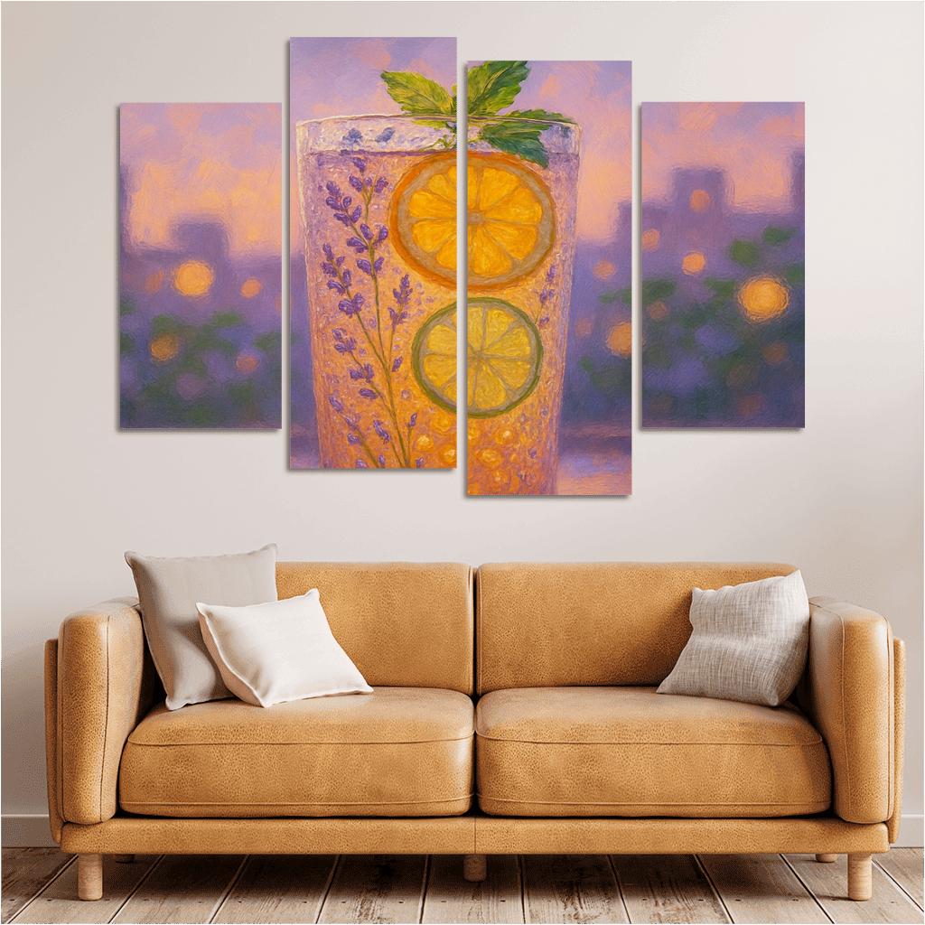 Lavender Honey Iced Oolong With Citrus Pearls multi-panel paintings