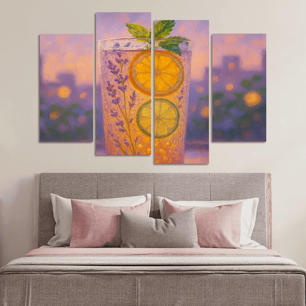 Lavender Honey Iced Oolong With Citrus Pearls multi-panel paintings