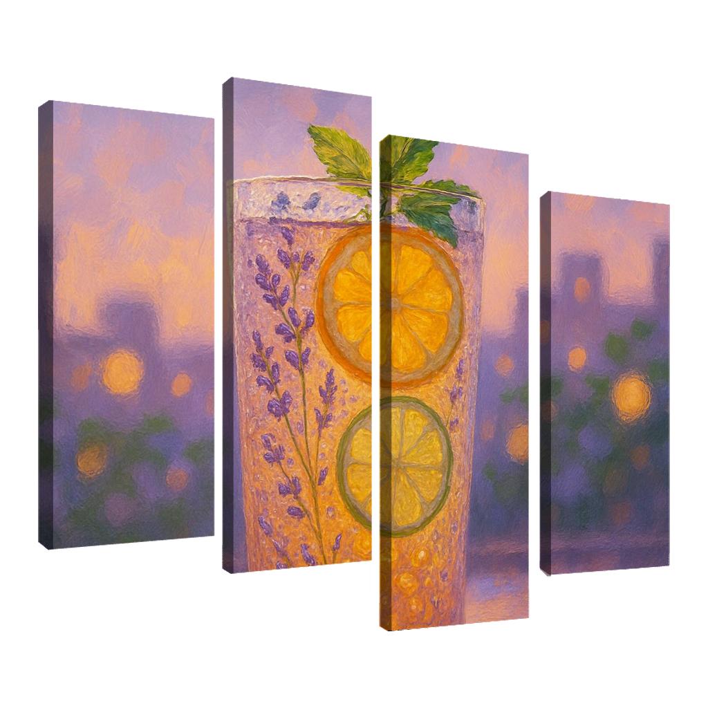 Lavender Honey Iced Oolong With Citrus Pearls multi-panel paintings
