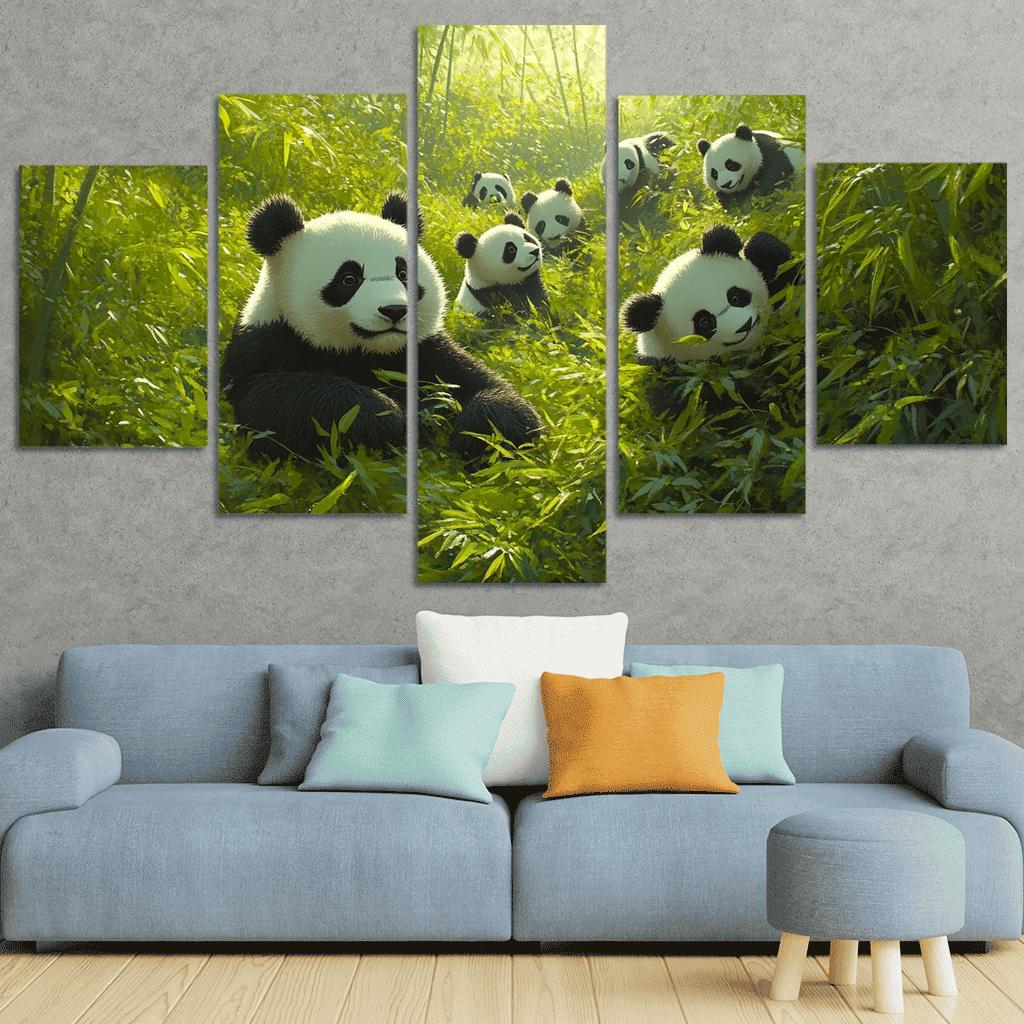 Giant Pandas Research Base Chengdu multi-panel paintings