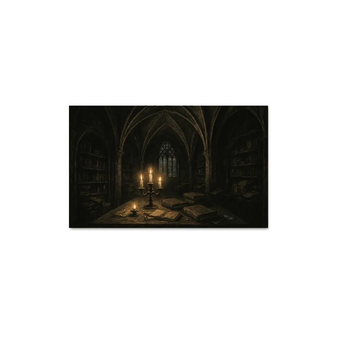 Nocturnal Rib Vault Library multi-panel paintings