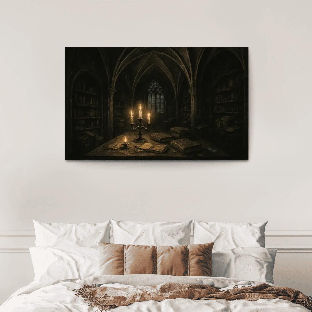 Nocturnal Rib Vault Library multi-panel paintings