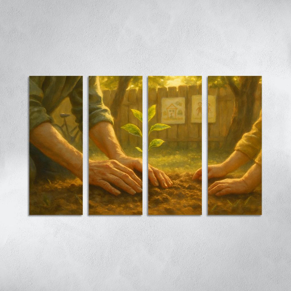A Mothers Garden Of Small Triumphs multi-panel paintings