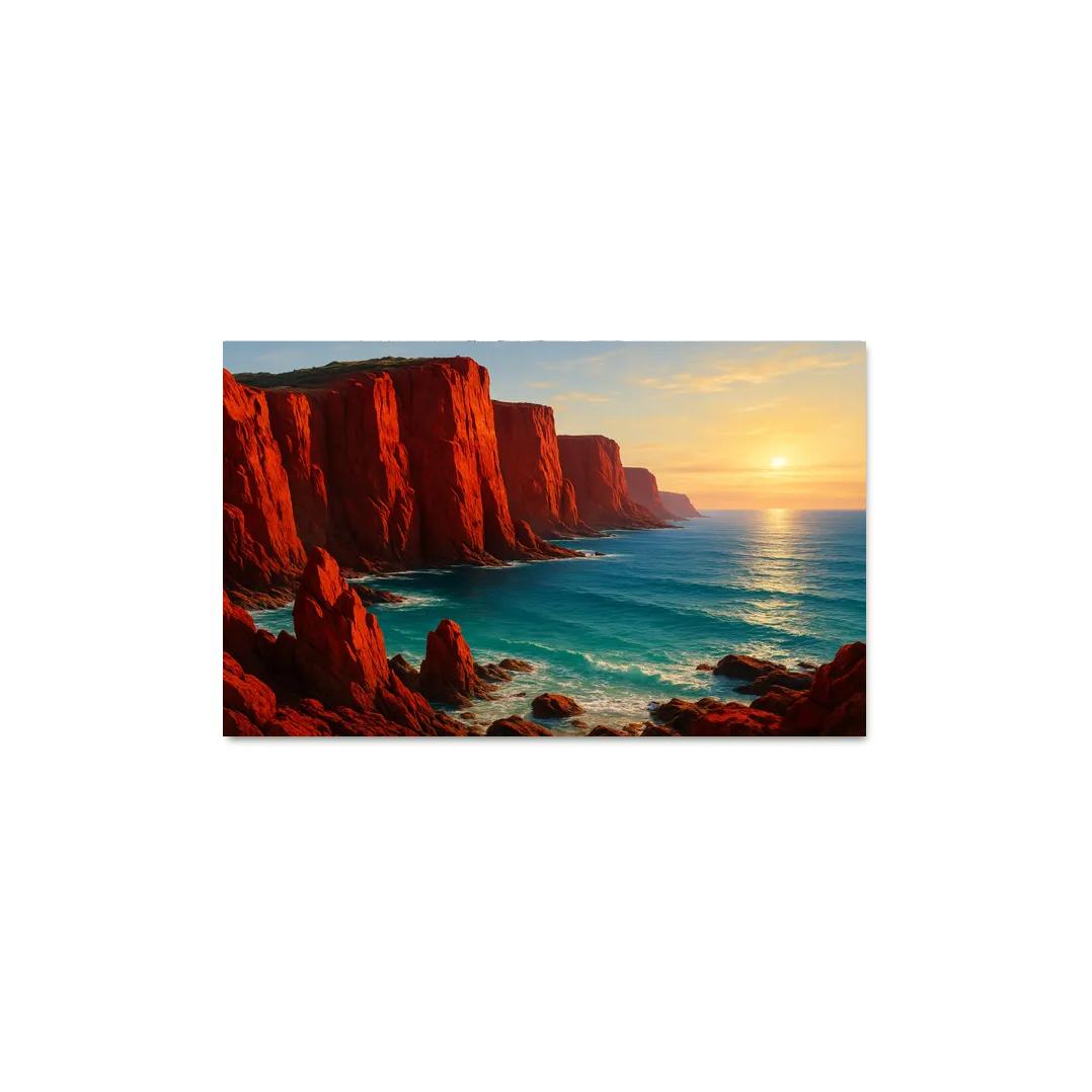 Crimson Cliffs Coastal Escape oil paintings frame