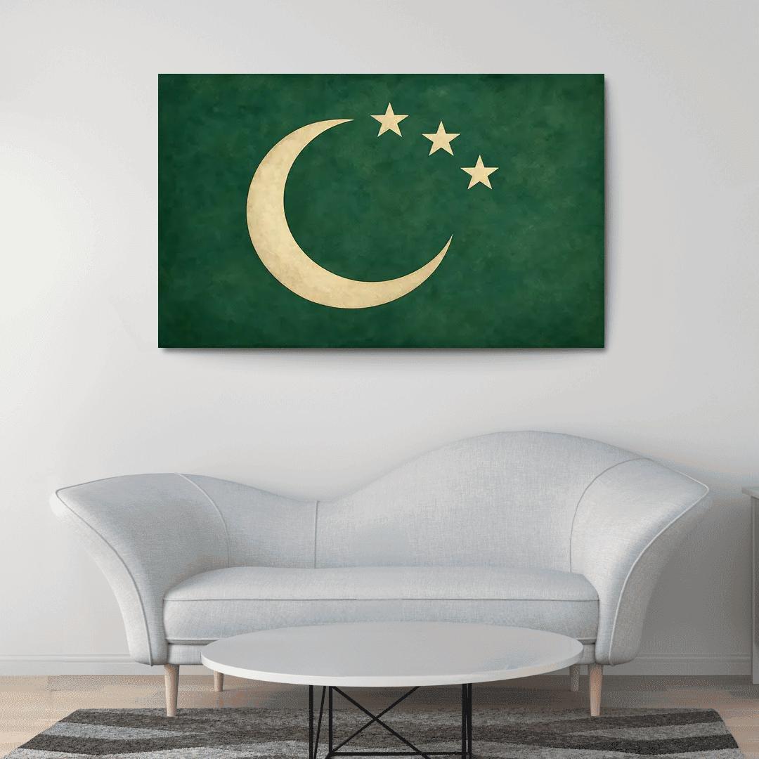Green Crescent And Stars Emblem custom paintings frame