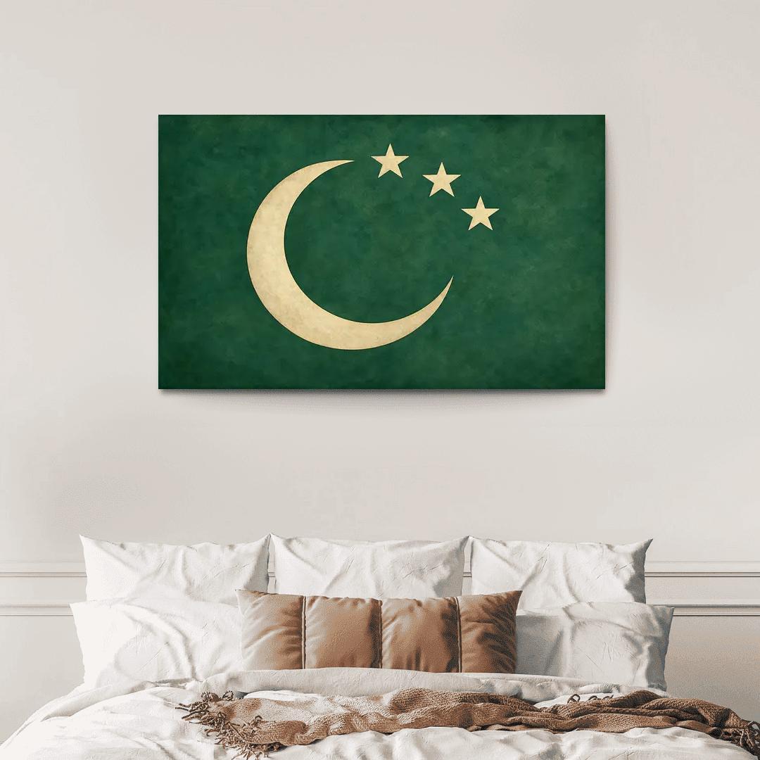 Green Crescent And Stars Emblem custom paintings frame
