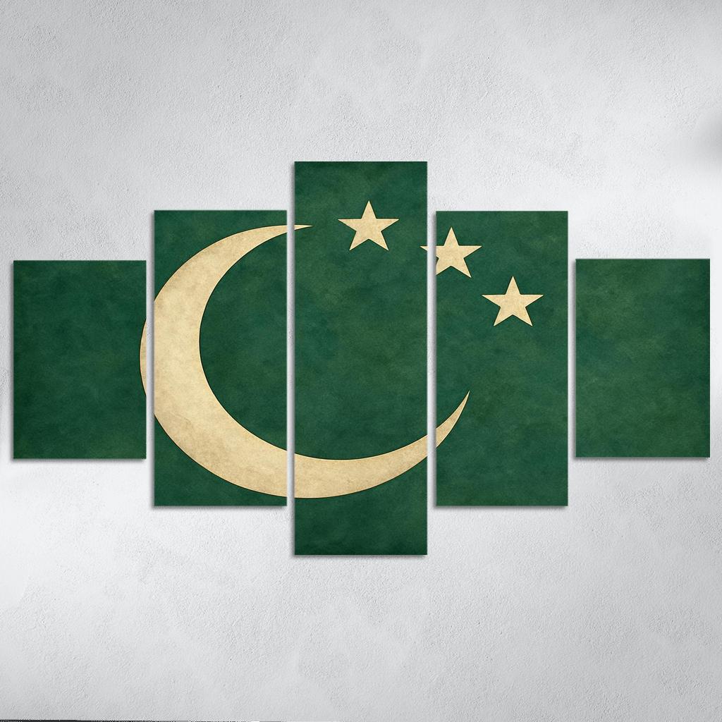 Green Crescent And Stars Emblem custom paintings frame