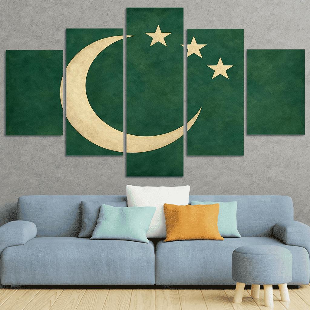 Green Crescent And Stars Emblem custom paintings frame