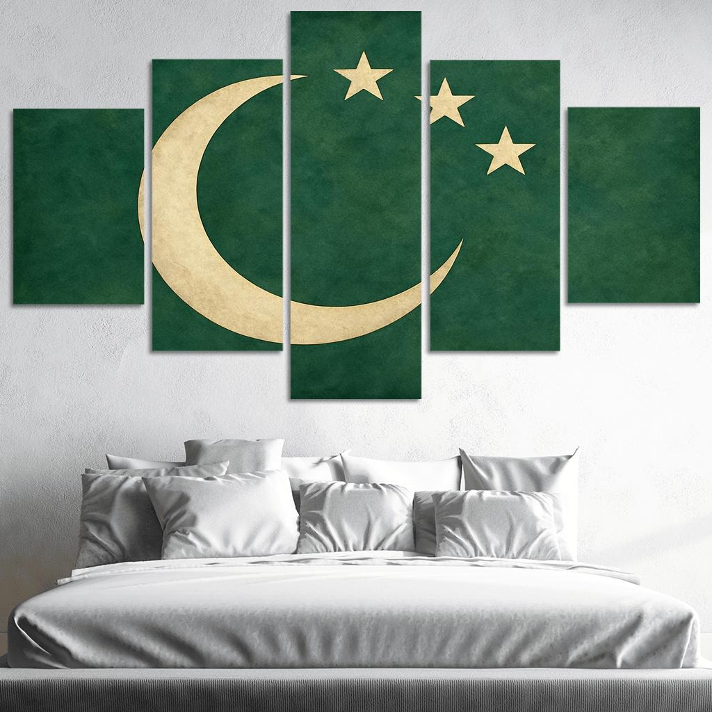 Green Crescent And Stars Emblem custom paintings frame