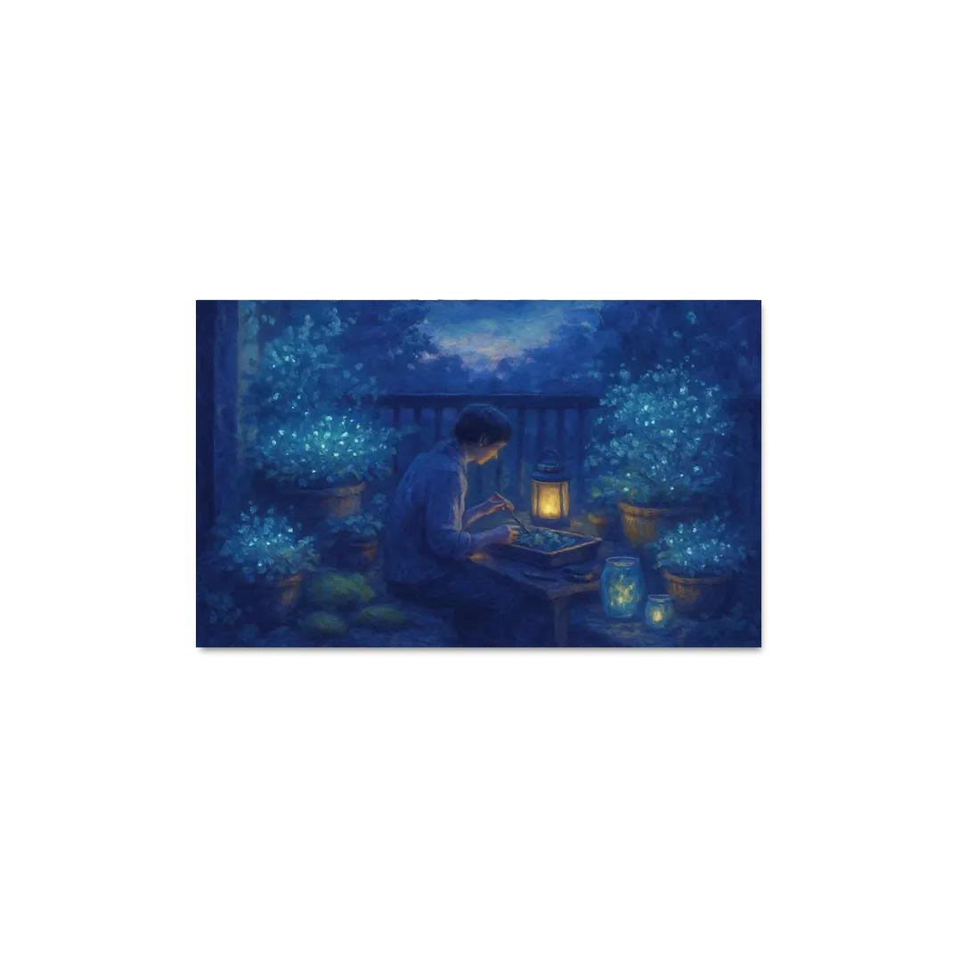 Bioluminescent Night Gardening canvas paintings frame