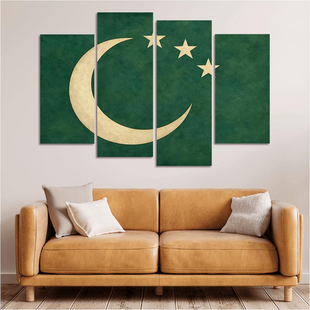 Green Crescent And Stars Emblem custom paintings frame