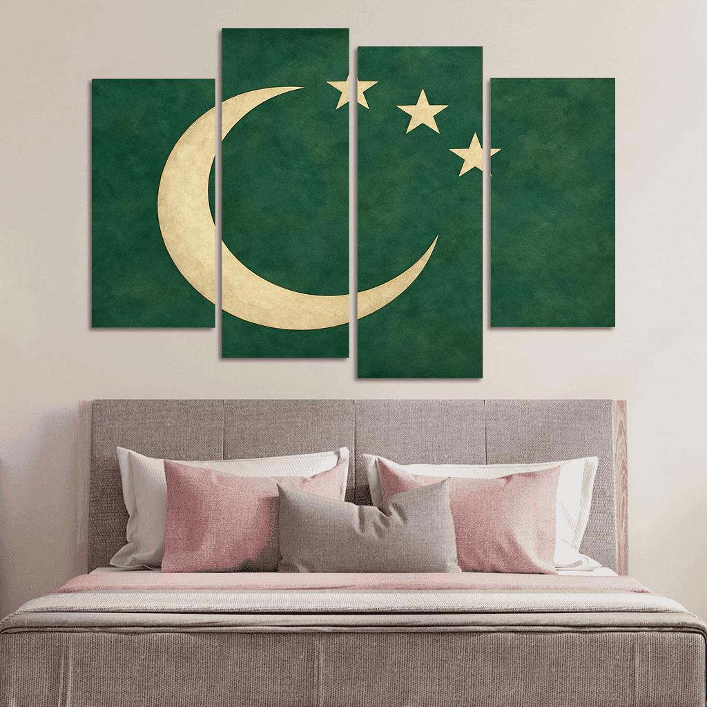 Green Crescent And Stars Emblem custom paintings frame
