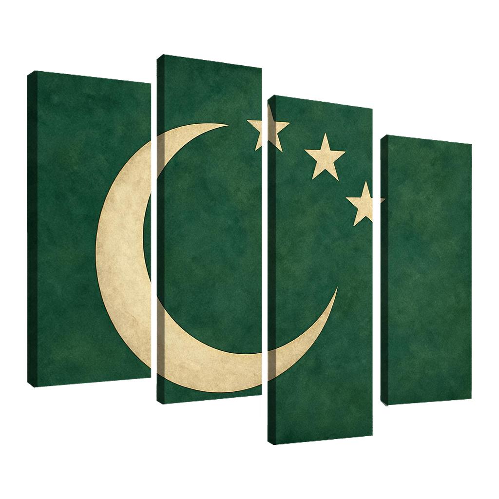 Green Crescent And Stars Emblem custom paintings frame