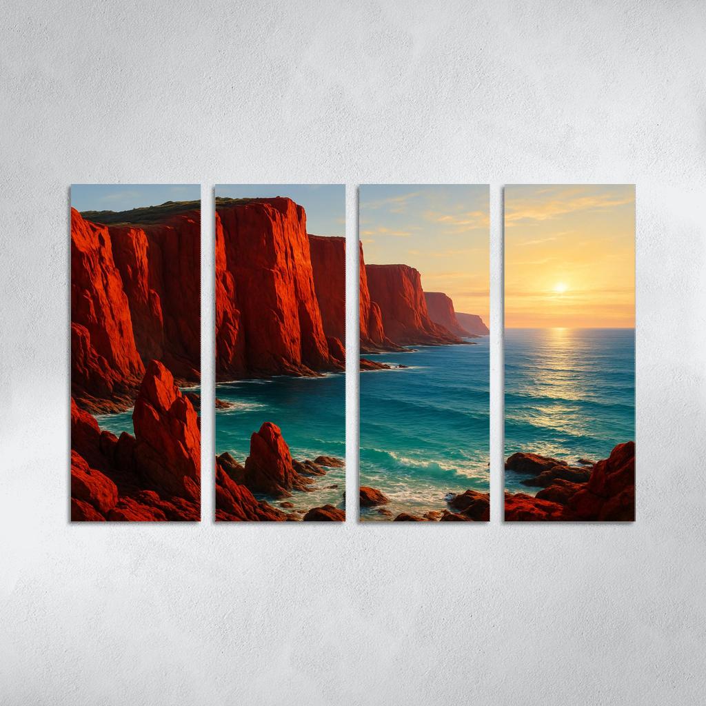 Crimson Cliffs Coastal Escape oil paintings frame