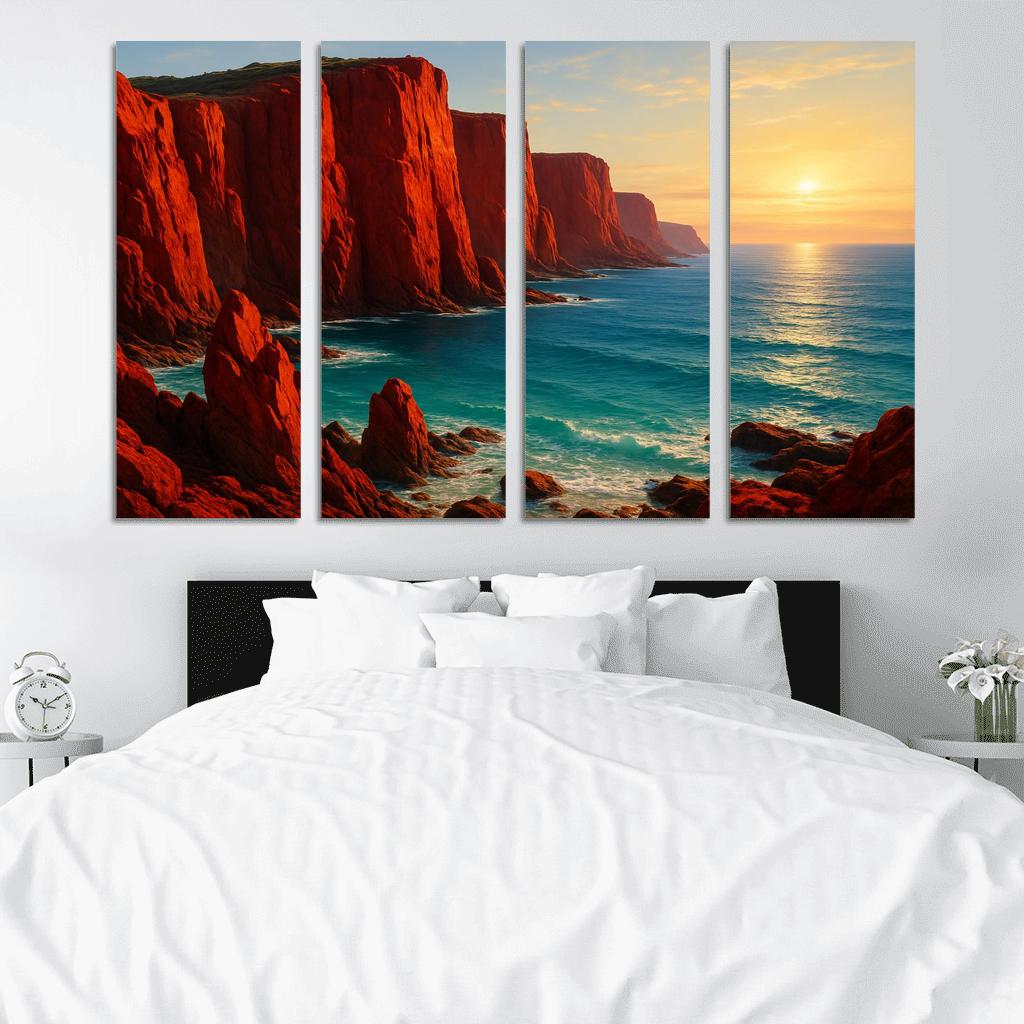 Crimson Cliffs Coastal Escape oil paintings frame