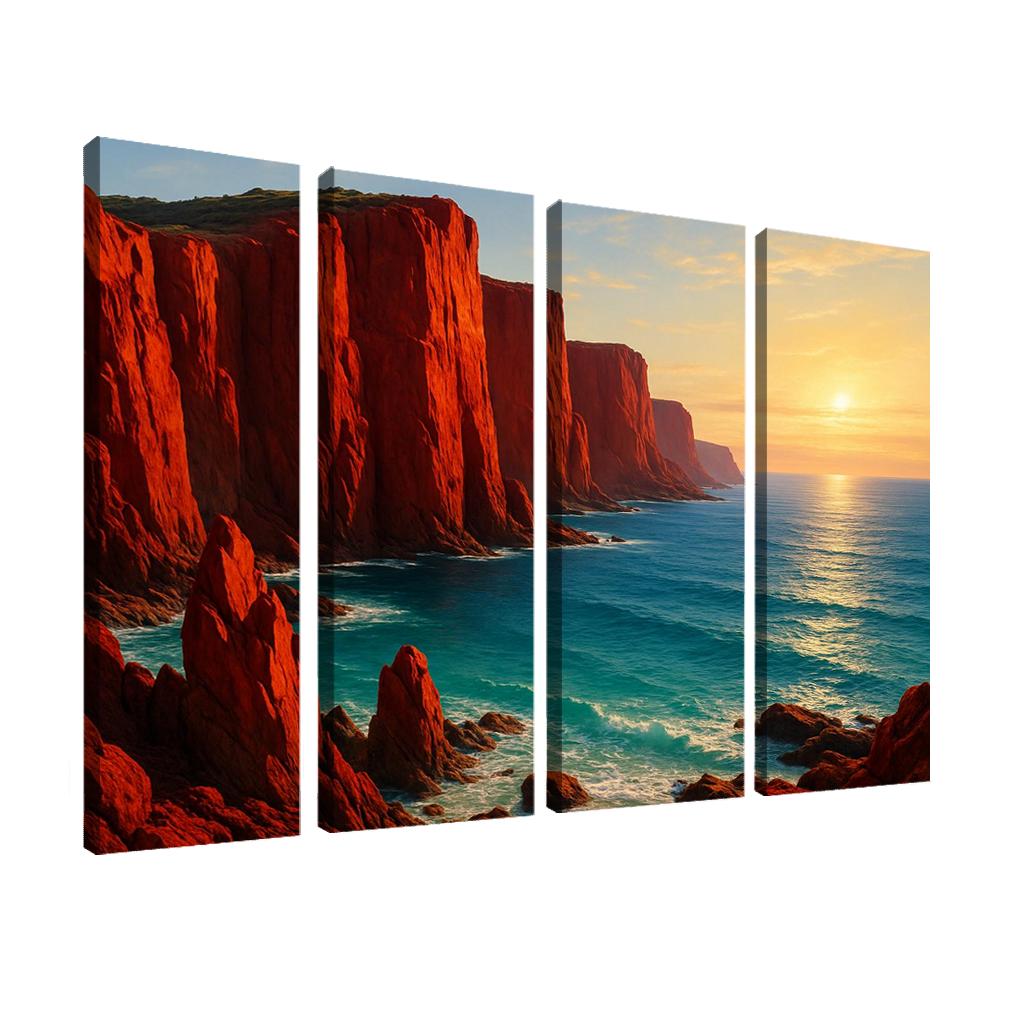 Crimson Cliffs Coastal Escape oil paintings frame