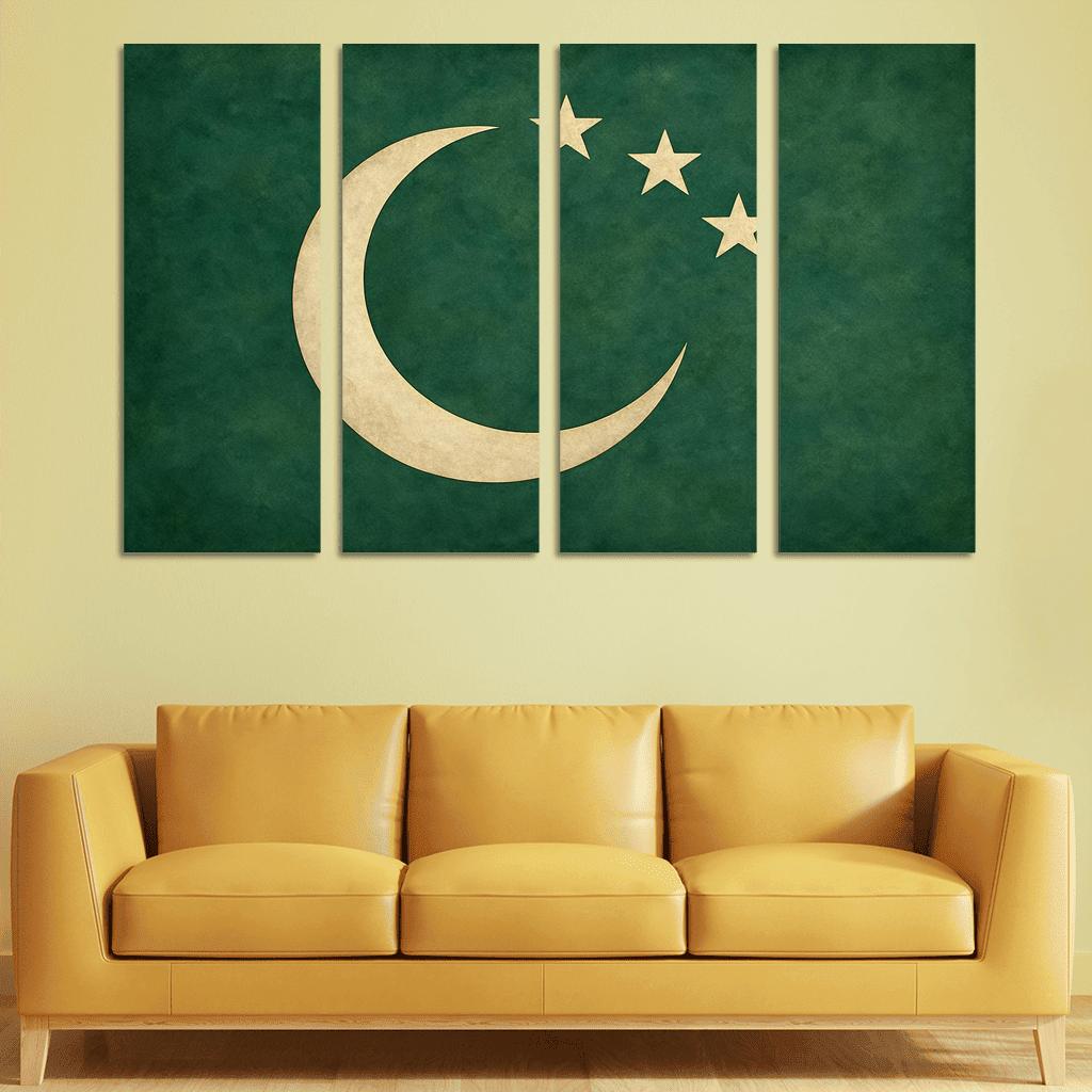 Green Crescent And Stars Emblem custom paintings frame