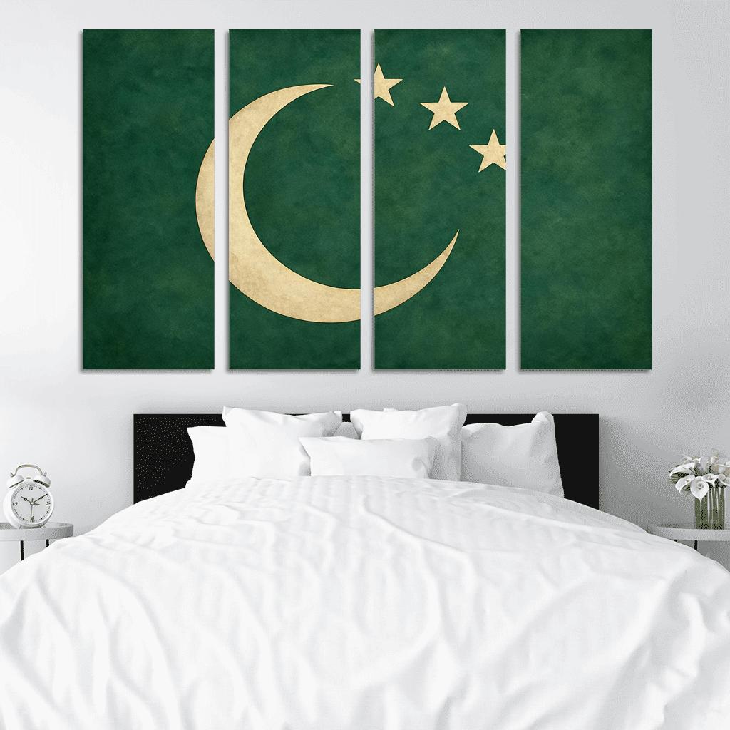 Green Crescent And Stars Emblem custom paintings frame