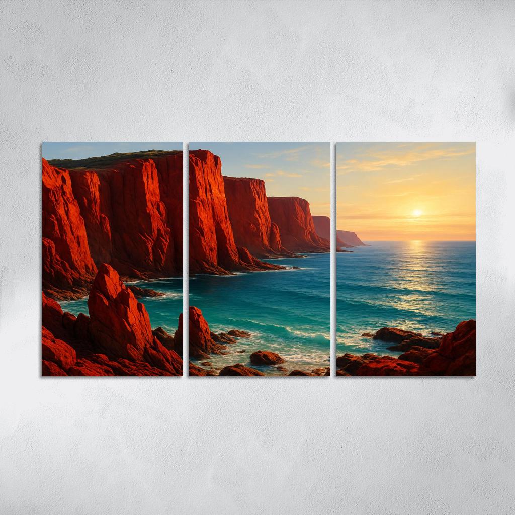 Crimson Cliffs Coastal Escape oil paintings frame
