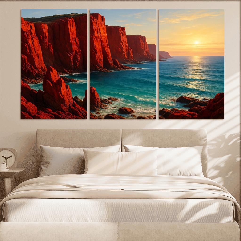 Crimson Cliffs Coastal Escape oil paintings frame