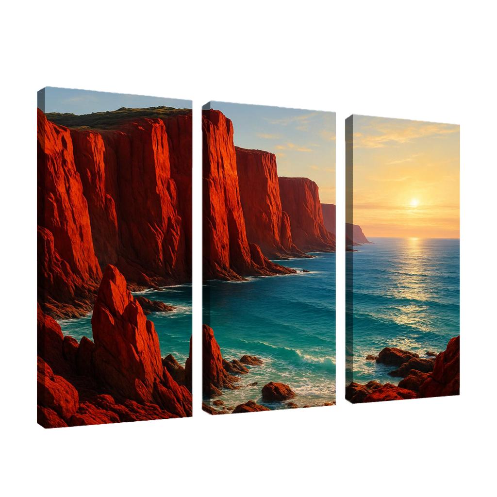 Crimson Cliffs Coastal Escape oil paintings frame