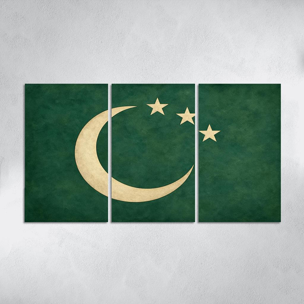 Green Crescent And Stars Emblem custom paintings frame