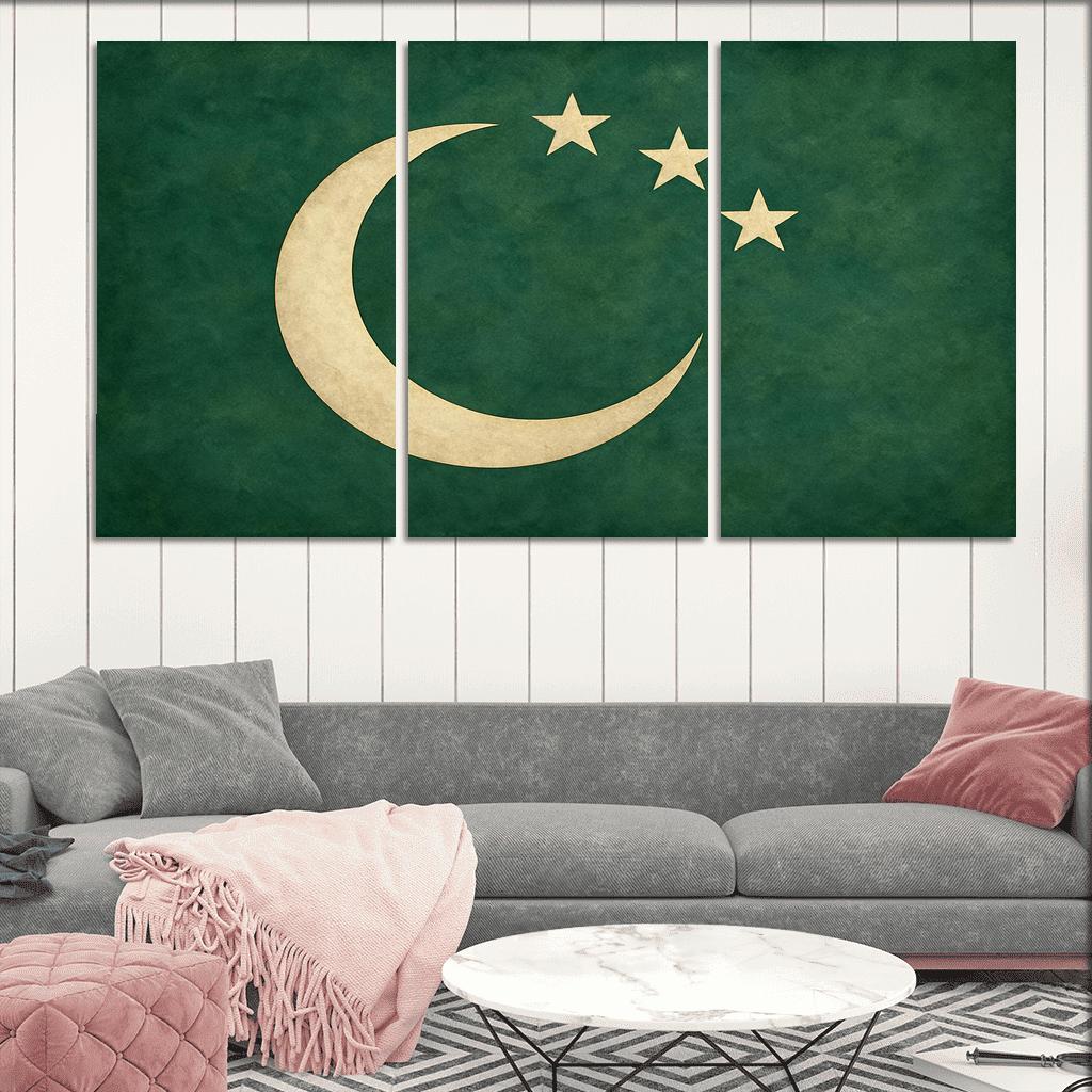 Green Crescent And Stars Emblem custom paintings frame