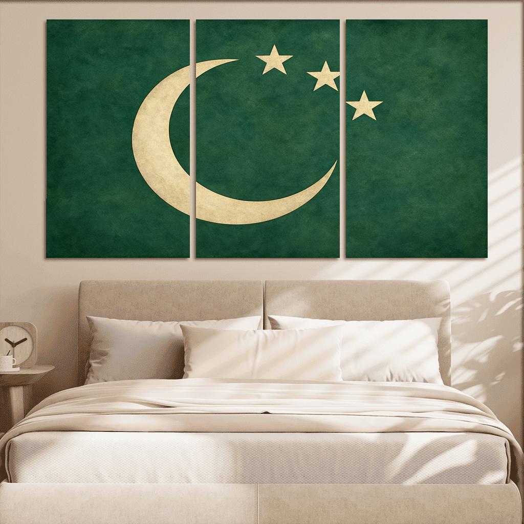 Green Crescent And Stars Emblem custom paintings frame