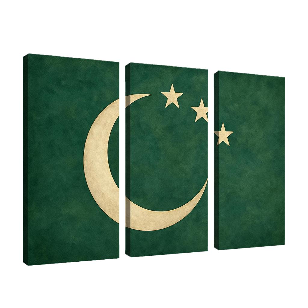Green Crescent And Stars Emblem custom paintings frame